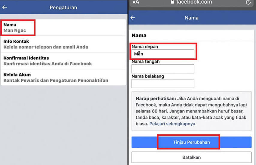 Cách đổi tên facebook  chữ trên iphone  thành công