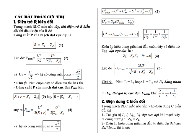 Công thức dòng Điện xoay chiều  giải bài tập dễ dàng