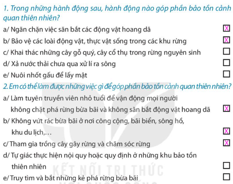 Giải bài  bảo tồn cảnh quan thiên nhiên trang  sách bài tập hoạt động  trải nghiệm  kết nối tri thức