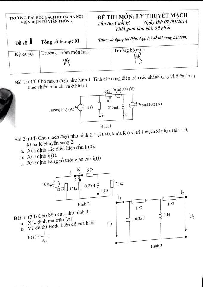 Tài liệu môn lý thuyết mạch